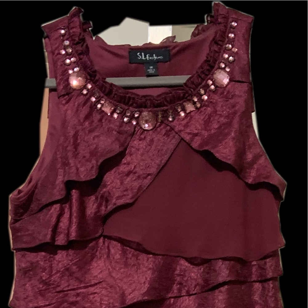 S.L. Fashions size 14 maroon dress